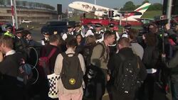 Young climate chage protesters at Heathrow Airport News Clip