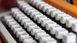 Close up footage of an old typewriter and a person using it Stock Footage