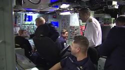Commander Justin Codd showing the control room to PM Boris Johnson aboard Vanguard-class submarine HMS Victorious News Clip