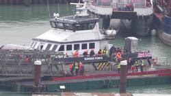 Border Force boat escorts suspected migrants into Dover News Clip