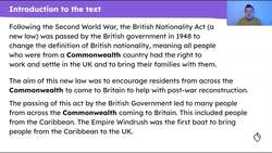 Introducing the context of 'Coming To England' Instructional Video