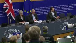 Jean-Claude Juncker and Theresa May attend news conference News Clip