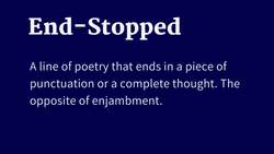 Poetic Devices Explained ENJAMBMENT and ENDSTOPPED Instructional Video