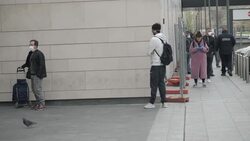 Queue to enter supermarket in locked down Bergamo News Clip