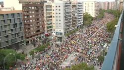 CLEAN : General strike in Catalonia as 'freedom marchers' walk in Barcelona News Clip