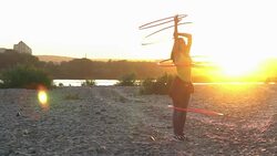 girl with Hoop in nature Stock Footage