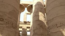 Karnak Temple in Luxor, Egypt. The Karnak Temple Complex, commonly known as Karnak, comprises a vast mix of decayed temples, chapels, pylons, and other buildings in Egypt. Stock Footage