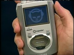 Man Using a Napster MP3 Player Stock Footage