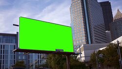 A corner pin marketing advertising billboard in downtown city area Stock Footage