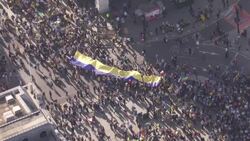 Thousands of people have marched through central London in support of Ukraine News Clip