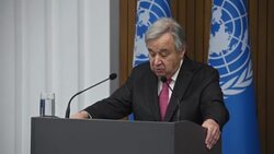 CLEAN : UN General secretary Guterres holds joint presser with Moldovan PM in Chisinau News Clip