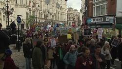 UK: Thousands of protesters march demanding tougher action on climate change around UK on Global Day of Action for Climate Justice.. News Clip