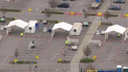 UK: Drive through Covid-19 testing centre at Ikea Wembley. News Clip