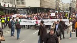 CLEAN : Sarajevo Muslim survivors march for Ukrainian victims News Clip