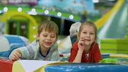 Little Boy and Girl Smiling at Camera Stock Footage