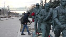 Flowers laid outside Russian Ministry of Defence News Clip