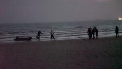 UK: Illegal migrants landing on a beach in Kent. News Clip