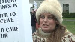 Vaccine skeptics protest bill removing exemptions News Clip