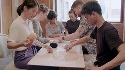 Creative designers enjoying art and craft project, assembling string art in office Stock Footage