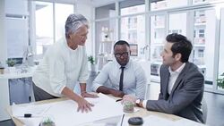 Making wise decisions with the help of her team Stock Footage