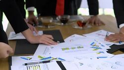 Brainstorming about project in the meeting room. Stock Footage