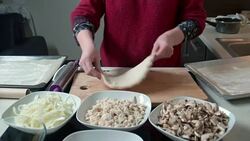 Woman forming dough Stock Footage