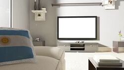 Couch and TV With Flag of Argentina Stock Footage