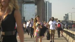 MS Commuters going to work Stock Footage