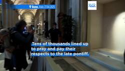 Thousands of faithful gather at Pope Francis' final resting place in Rome basilica News Clip