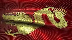 flag of golden Chinese dragon Stock Footage
