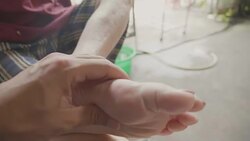 Senior Asian woman got Pain in feet finger joints , Gout Stock Footage