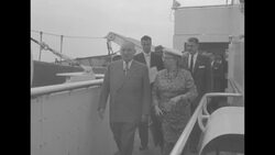 Harry and Bess Truman return to New York from Europe and stroll with NY Gov. Averell Harriman News Clip