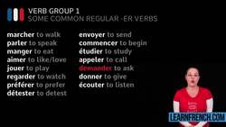 Some Common French Verbs from the 3 French Verb Groups Instructional Video
