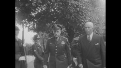 Ceremony at Suresnes for American dead; US Generals Matthew Ridgway, George Marshall, Omar Bradley present News Clip