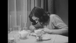 1950s: Crying wife lifts head Stock Footage