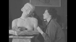 Singer Louene Ambrosius posing for sculptor Henrietta Kaye, who is making clay caricature of her News Clip