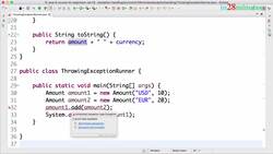 Java Programming for Complete Beginners - Java 16 - Step 10 - Throwing a Checked Exception - Throws in Method Signature and Handling Instructional Video