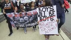 ANTI–Brett Kavanaugh – Demonstrators march on day of Kavanaugh/Ford hearing Stock Footage