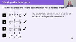 Use knowledge of adding and subtracting related unit fractions to solve problems Instructional Video