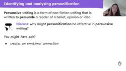 Considering and using personification in persuasive letter writing Instructional Video