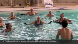 #TheMoment sassy centenarian celebrates 100th birthday at local pool in London, Ont. News Clip