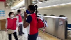 CLEAN : French judo team arrives at Tokyo station News Clip