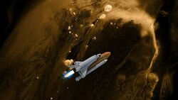 Sepia Nebula and spacecraft Stock Footage