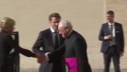 CLEAN : French President Emmanuel Macron hosted by Pope Francis for the third time News Clip