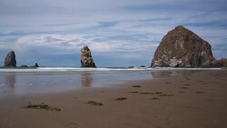 Haystack Rock at Cannon Beach Oregon Stock Footage