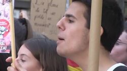 CLEAN : Students protest in Barcelona after third night of violence News Clip