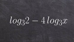 Learn how to condense a two logarithmic expressions separated by subtraction Instructional Video