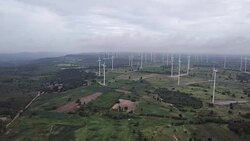 wind turbines aerial Stock Footage