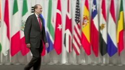 Shinzo Abe greeting World Bank President David Malpass at G20 News Clip