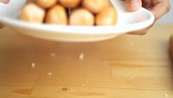 Asian girl holding sausages on white dish and look at camera, food concept. Stock Footage